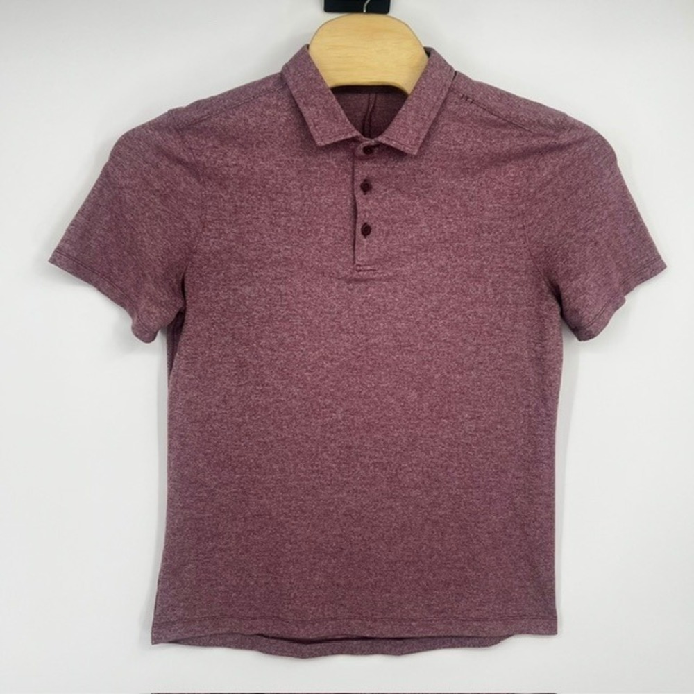 Lululemon Men's Evolution Short Sleeve Heathered Burgundy Polo Shirt Size Medium